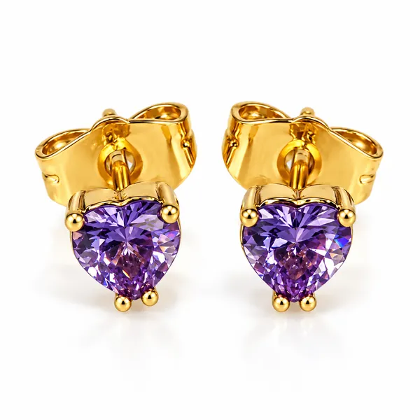 ILANJA_Amethyst_Heart_Luxe_Gold_Stud_Earrings_FOR_WOMEN_18KT_GOLD_PLATED__|_ANTITARNISH_|WATERPROOF|MODERN_STYLE_|DAILY_WEAR