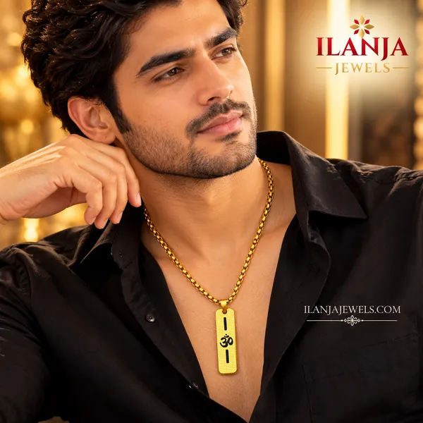 ILANJA_DIVINE_OM_DOTTED__CHAIN_PENDANT___FOR_MEN_AND_WOMEN_|_18KT_GOLD_PLATED__|_ANTITARNISH_|WATERPROOF|MODERN_STYLE_|DAILY_WEAR