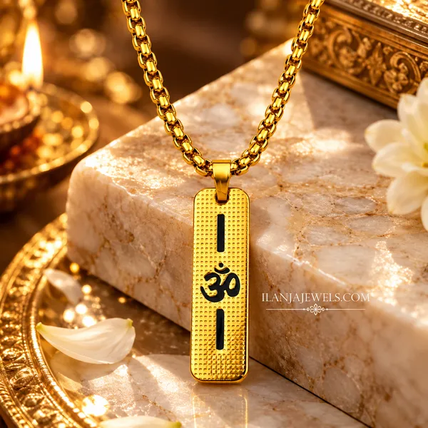 ILANJA_DIVINE_OM_DOTTED__CHAIN_PENDANT___FOR_MEN_AND_WOMEN_|_18KT_GOLD_PLATED__|_ANTITARNISH_|WATERPROOF|MODERN_STYLE_|DAILY_WEAR