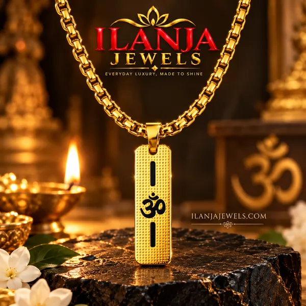 ILANJA_DIVINE_OM_DOTTED__CHAIN_PENDANT___FOR_MEN_AND_WOMEN_|_18KT_GOLD_PLATED__|_ANTITARNISH_|WATERPROOF|MODERN_STYLE_|DAILY_WEAR