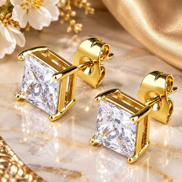 ILANJA_Luxe_Square_Solitaire_MENS_STUDS_|ANTITARNISH_|GOLD_PLATED_|WATERPROOF|