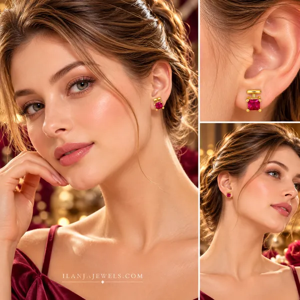 ILANJA_Ruby_Luxe_Square_Stud_Earrings_for_women_18KT_GOLD_PLATED__|_ANTITARNISH_|WATERPROOF|MODERN_STYLE_|DAILY_WEAR