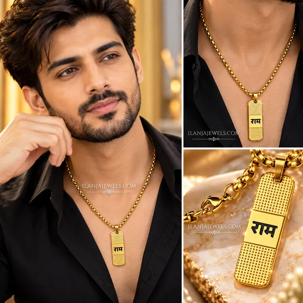 SHREE_RAM__DOTTED_CHAIN_PENDANT_FOR_MEN_AND_WOMEN_|_18_K_GOLD_PLATED_|ANTITARNISH_|_WATERPROOF_|DAILY_WEAR_|_MODERN_STYLE__|