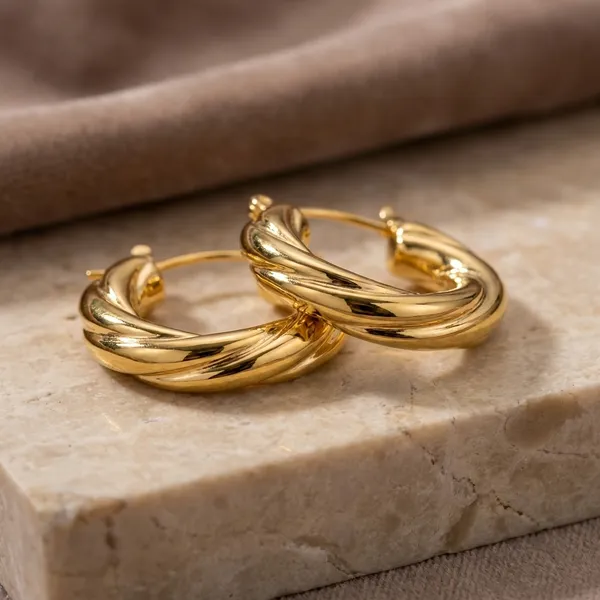 Ilanja_Gold-Tone_Chunky_Hoop_Earrings