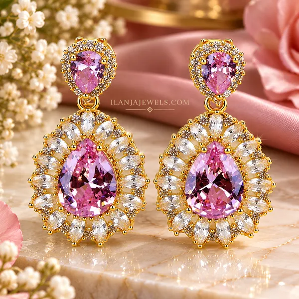Ilanja_Rainbow_Heart_Rose_Gold_Tone_Drape_Earrings_for_Women