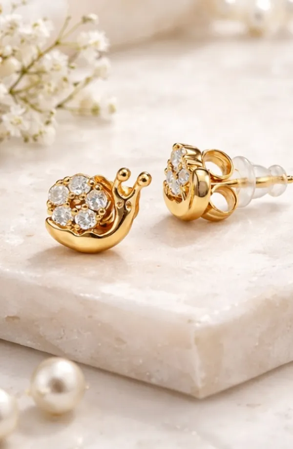 Golden_Snail_Crystal_Stud_Earrings____18KT_GOLD_PLATED_|_ANTITARNISH__|_WATERPROOF_|_MODERN_STYLE|_