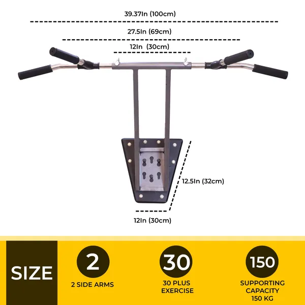 Grey_Wall_Mounted_Pull_Up_Dip_Bar_Home_Gym_Chin_Up_Station