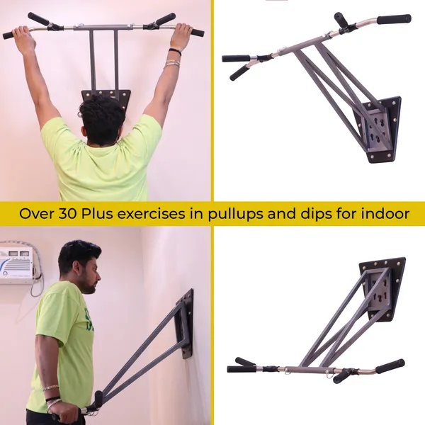 Grey_Wall_Mounted_Pull_Up_Dip_Bar_Home_Gym_Chin_Up_Station
