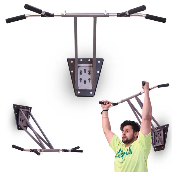 Grey_Wall_Mounted_Pull_Up_Dip_Bar_Home_Gym_Chin_Up_Station