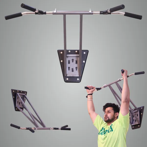 Grey_Wall_Mounted_Pull_Up_Dip_Bar_Home_Gym_Chin_Up_Station