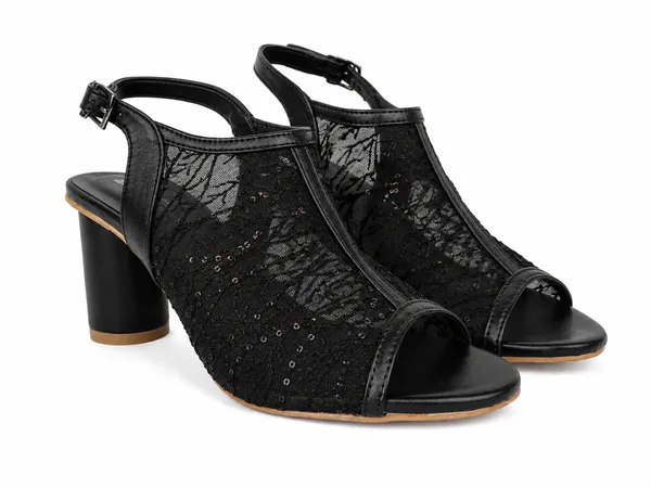 PAIR_HEELS_Black_Lace_Open_Toe_Block_Heels_with_Ankle_Strap