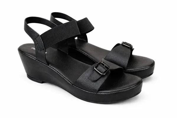 PAIR_HEELS_ULTRA_COMFY_Black_WEDGE_SANDALS_for_Women_�_Comfortable_&_Casual_Wear