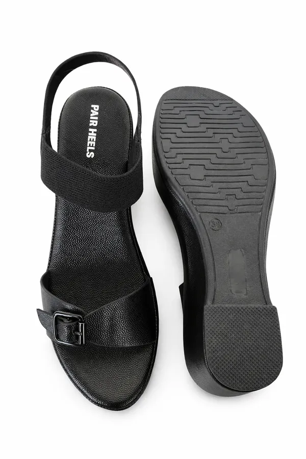 PAIR_HEELS_ULTRA_COMFY_Black_WEDGE_SANDALS_for_Women_�_Comfortable_&_Casual_Wear
