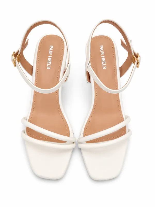 PAIR_HEELS_Women_White_Block_Heel_Sandals_|_Square_Toe_|_Ankle_Strap_Party_&_Casual_Wear_Footwear