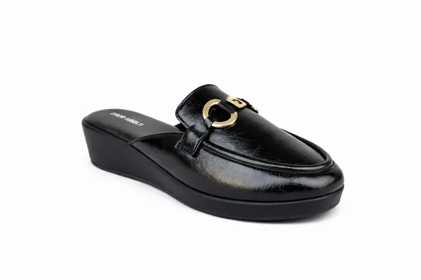 PAIR_HEELS_LUX_Black_WEDGE_MULES_for_Women_�_Comfortable_Elegant_Party_&_Casual_Wear