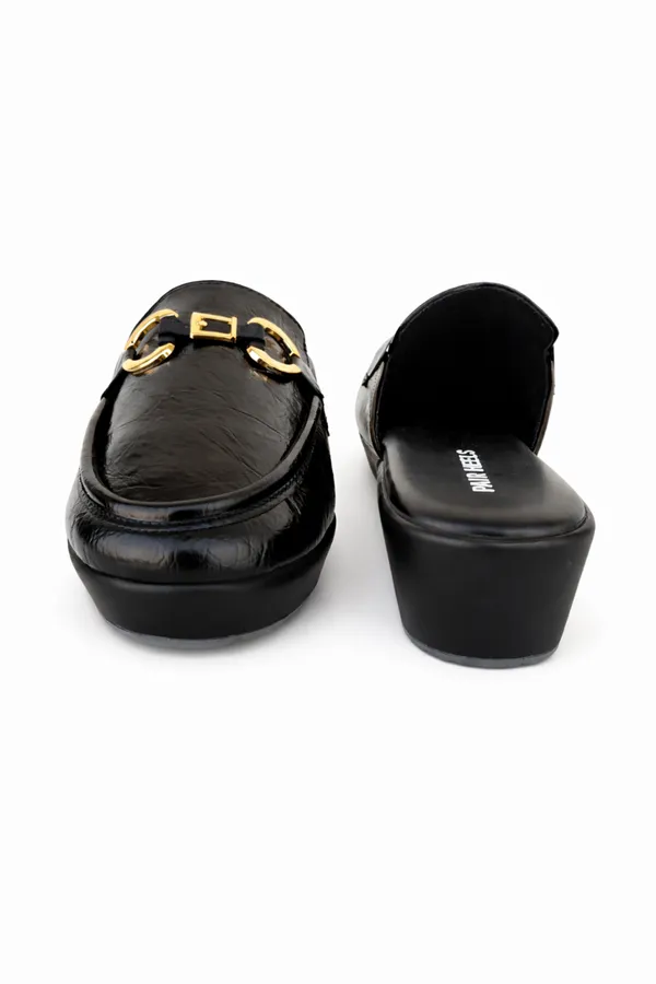 PAIR_HEELS_LUX_Black_WEDGE_MULES_for_Women_�_Comfortable_Elegant_Party_&_Casual_Wear