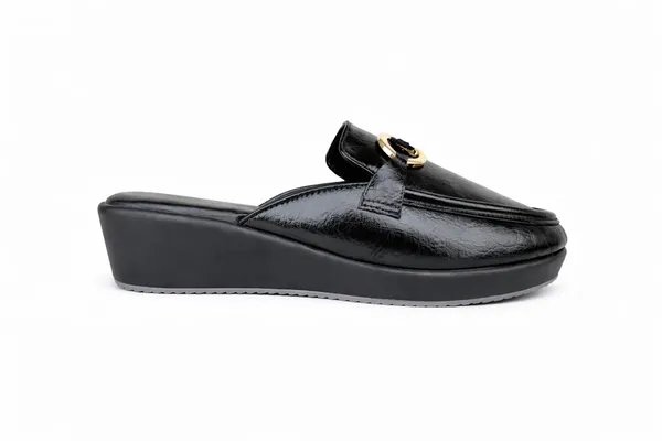 PAIR_HEELS_LUX_Black_WEDGE_MULES_for_Women_�_Comfortable_Elegant_Party_&_Casual_Wear