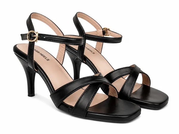PAIR_HEELS_BLACK_Pencil_Heel_Sandals_with_Cross_Strap_&_Ankle_Buckle