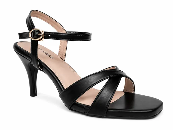 PAIR_HEELS_BLACK_Pencil_Heel_Sandals_with_Cross_Strap_&_Ankle_Buckle