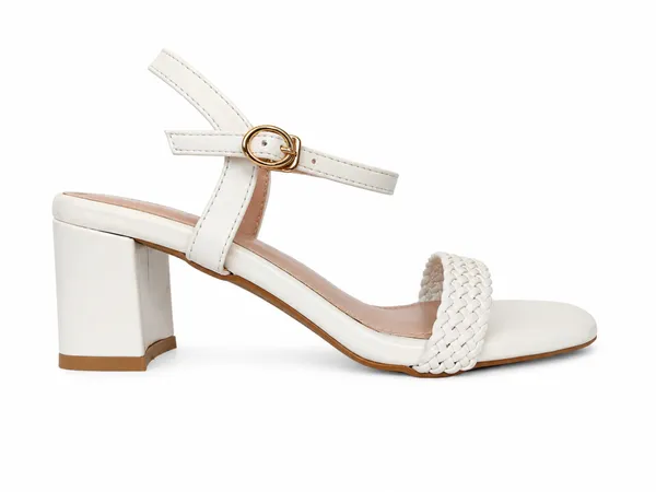 PAIR_HEELS_WHITE_Block_Heel_Sandals_with_Braided_Strap_&_Ankle_Buckle_�_Comfortable_Party_&_Casual_Heels