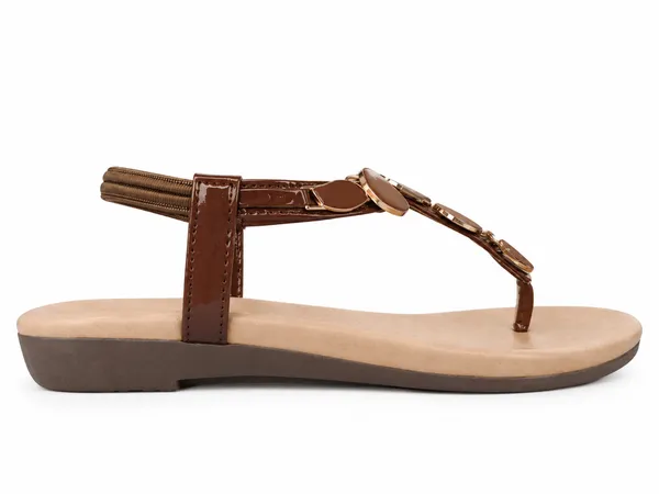 PAIR_HEELS_Women_Brown_Flat_Sandals_with_Gold-Tone_Embellishments