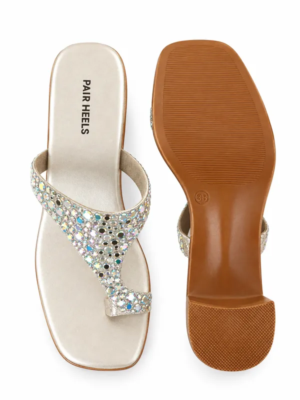 PAIR_HEELS_Women_Champagne_Gold_Embellished_Block_Heels