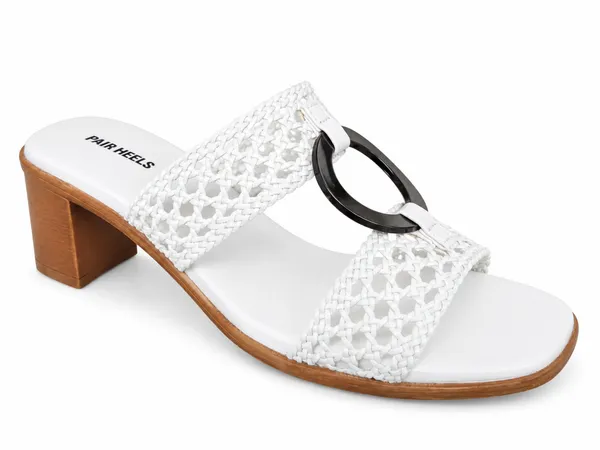 PAIR_HEELS_Women_White_Woven_Strap_Block_Heels