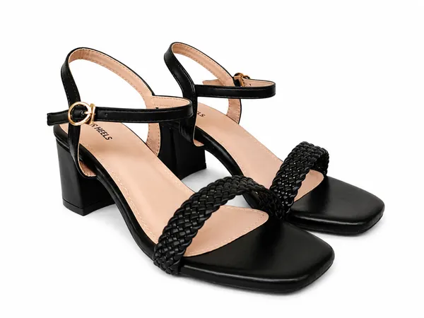 PAIR_HEELS_Block_Heel_Sandals_with_Braided_Strap_&_Ankle_Buckle_�_Comfortable_Party_&_Casual_Heels