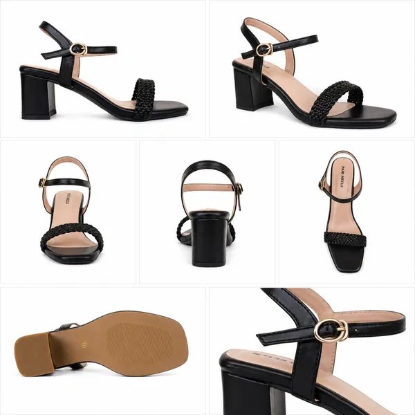 PAIR_HEELS_Block_Heel_Sandals_with_Braided_Strap_&_Ankle_Buckle_�_Comfortable_Party_&_Casual_Heels