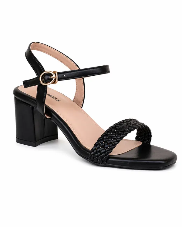 PAIR_HEELS_Block_Heel_Sandals_with_Braided_Strap_&_Ankle_Buckle_�_Comfortable_Party_&_Casual_Heels