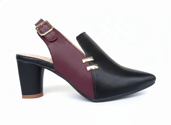 PAIR_HEELS_LUXE_Women_Black_Pointed_Toe_Slingback_Block_Heels_with_Gold_Detail