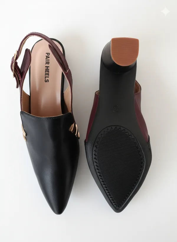 PAIR_HEELS_LUXE_Women_Black_Pointed_Toe_Slingback_Block_Heels_with_Gold_Detail
