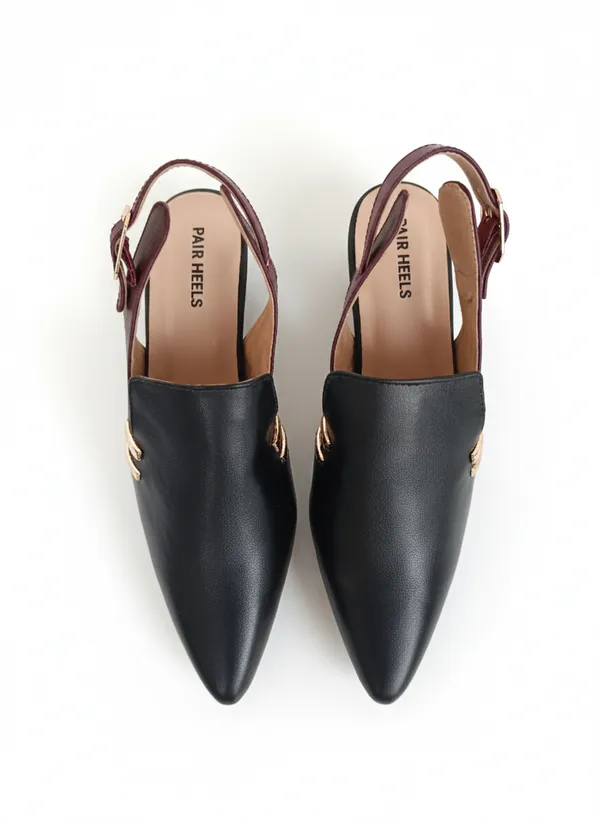 PAIR_HEELS_LUXE_Women_Black_Pointed_Toe_Slingback_Block_Heels_with_Gold_Detail
