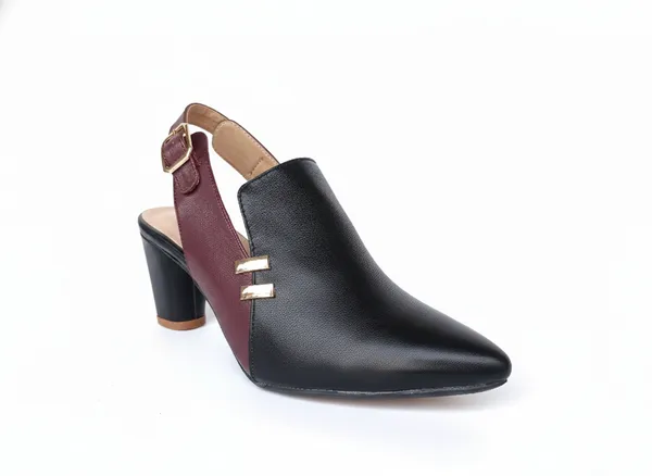 PAIR_HEELS_LUXE_Women_Black_Pointed_Toe_Slingback_Block_Heels_with_Gold_Detail