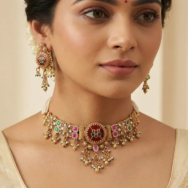 Gold_Base_Material_Alloy_Antique_Choker_Set_For_Women