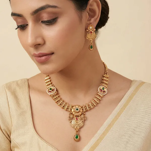 Gold_Base_Material_Alloy_Hasdi_Necklace_Set_For_Women