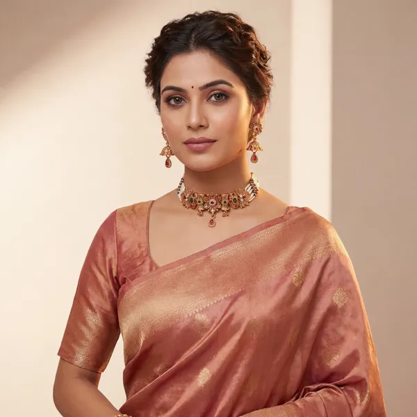 Gold_Base_Material_Alloy_Choker_Necklace_Set_For_Women