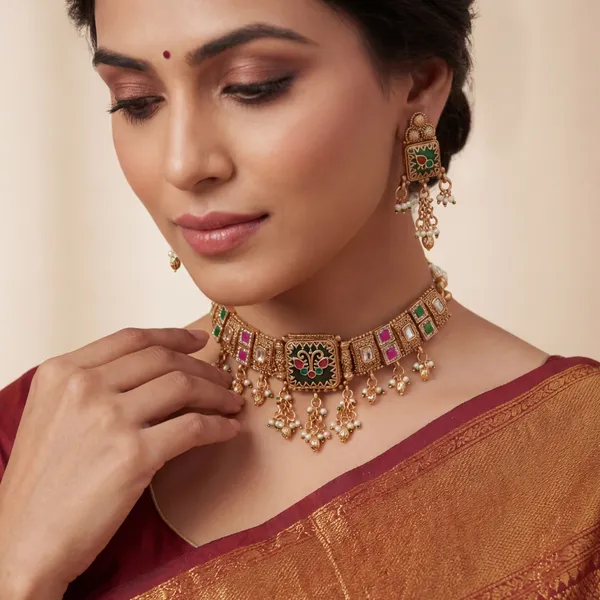 Gold_Base_Material_Alloy_Antique_Choker_Set_For_Women
