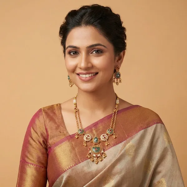 Gold_Base_Material_Alloy_Ethnic_Necklace_Set_For_Women