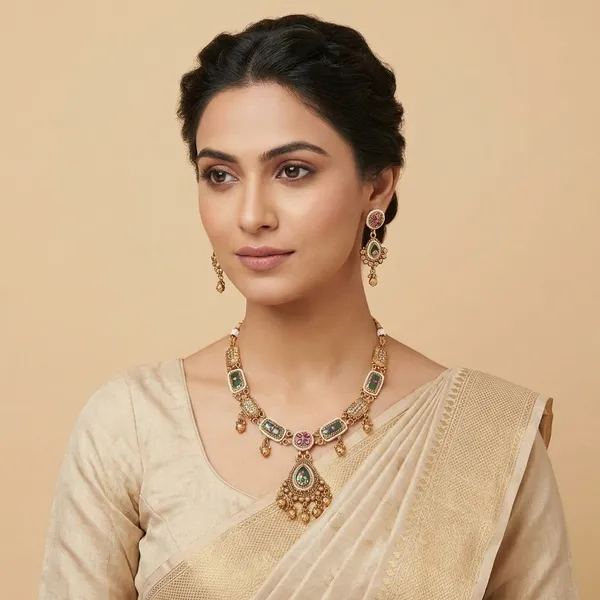 Gold_Base_Material_Alloy_Antique_Necklace_Set_For_Women