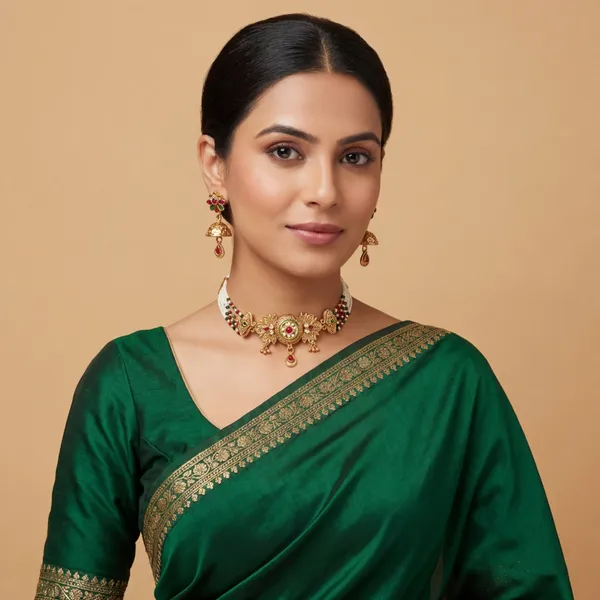 Gold_Base_Material_Alloy_Choker_Necklace_Set_For_Women