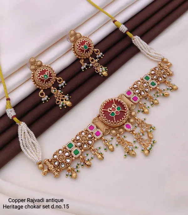 Gold_Base_Material_Alloy_Antique_Choker_Set_For_Women