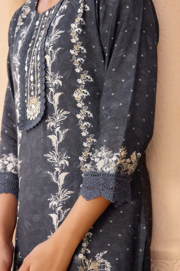 Grey_Silk_Blend_Kurta_Pant_Dupatta_Set_For_Women