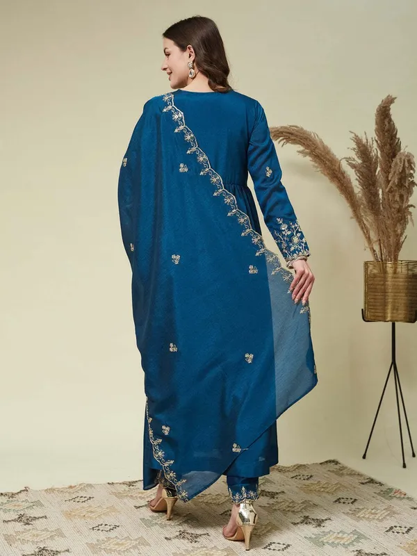 Dark_Blue_Silk_Kurta_Pant_Dupatta_Set_For_Women