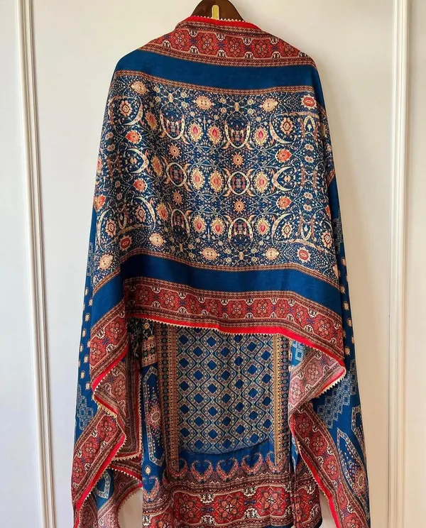 Blue_&_Red_Silk_Blend_Kurta_Pant_Dupatta_Set_For_Women