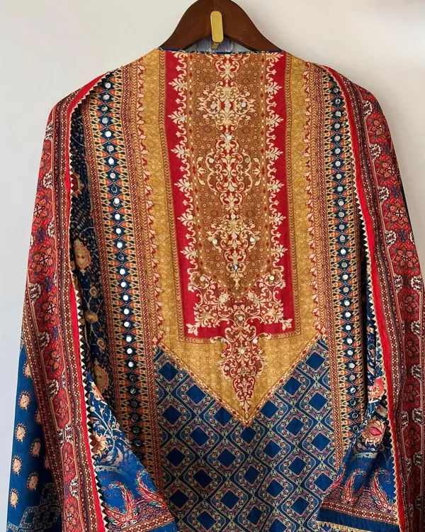 Blue_&_Red_Silk_Blend_Kurta_Pant_Dupatta_Set_For_Women