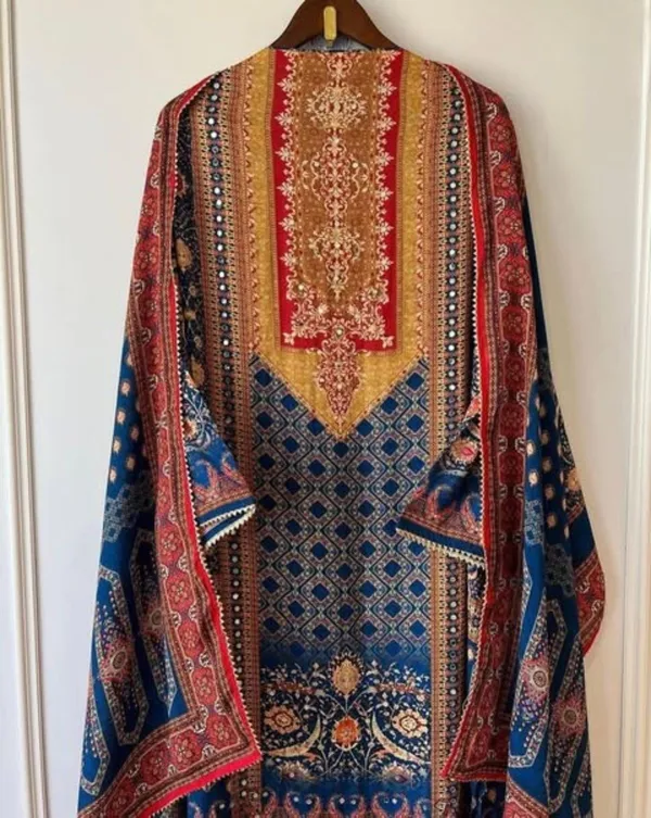 Blue_&_Red_Silk_Blend_Kurta_Pant_Dupatta_Set_For_Women
