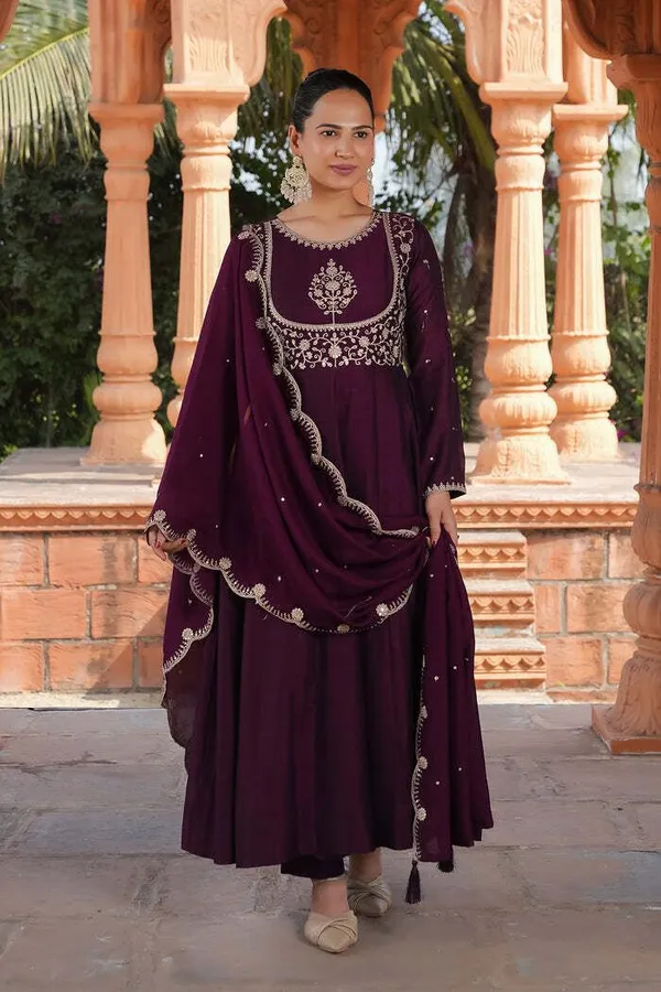 Purple_Silk_Kurta_Pant_Dupatta_Set_For_Women