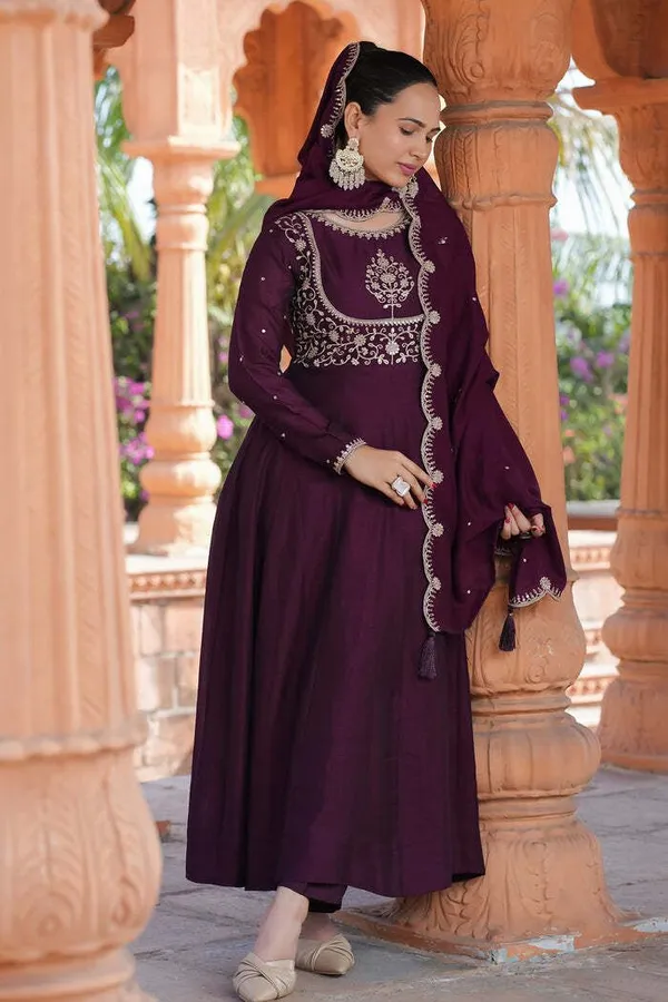 Purple_Silk_Kurta_Pant_Dupatta_Set_For_Women