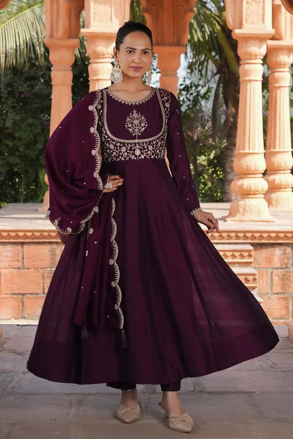 Purple_Silk_Kurta_Pant_Dupatta_Set_For_Women